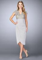 La Femme - 23124 Beaded Lace Ruched Dress