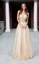 Colors Dress - 1742 Deep V-neck Glittering Evening Gown