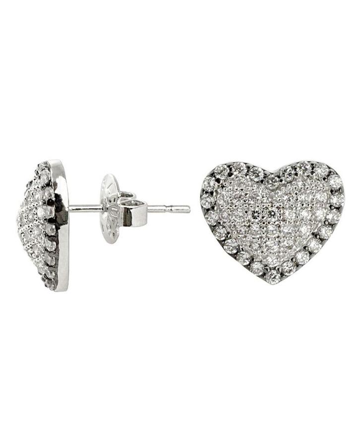 Cz By Kenneth Jay Lane - Pave Heart Studs