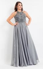 Rachel Allan Curves - 6321 Embellished Sheer Halter Chiffon Dress