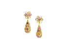Tresor Collection - Multicolor Spinal Briolette Earrings With Flora Top In 18k Yellow Gold