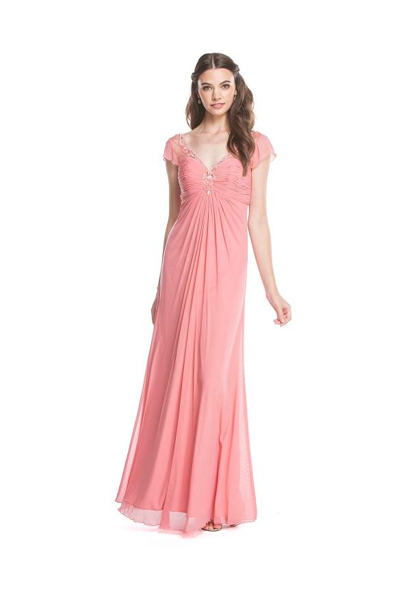 Aspeed - L1618 Embellished Ruched V-neck Sheath Evening Dress