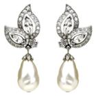 Ben-amun - Crystal Teardrop Clip Earrings With Pearl Drop