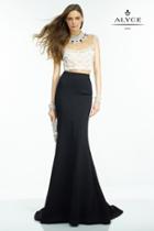 Alyce Paris B'dazzle - 442484 Long Dress In Black Ivory Pearl