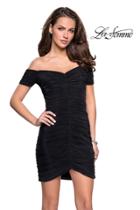 La Femme - 26742 Ruched Off-shoulder Sheath Cocktail Dress