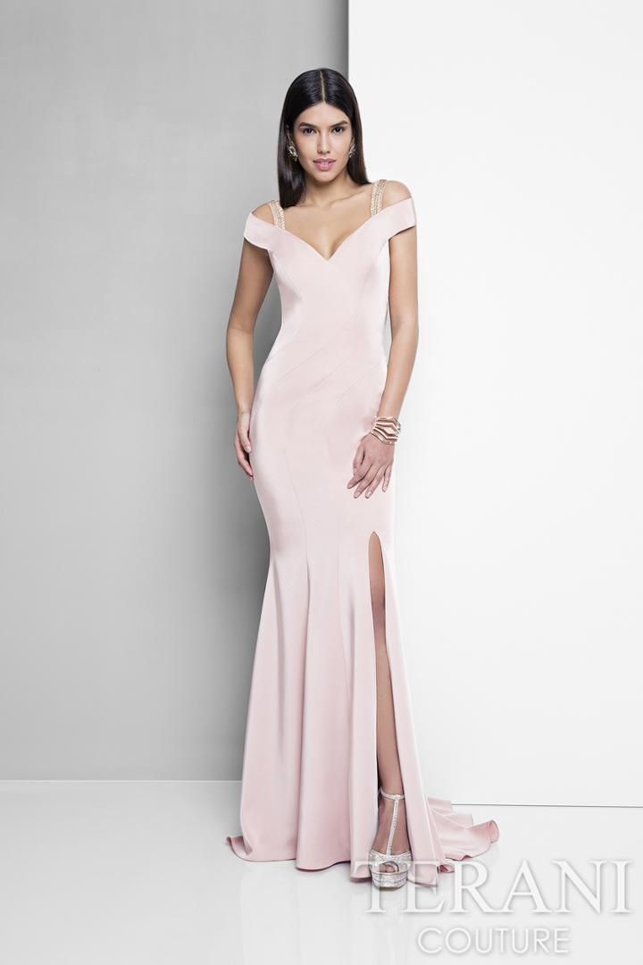 Terani Evening - Off Shoulder Beaded Strap Evening Dress 1713e3338