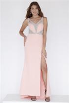 Jolene Collection - 18002 Sleeveless Jeweled Illusion Panel Gown