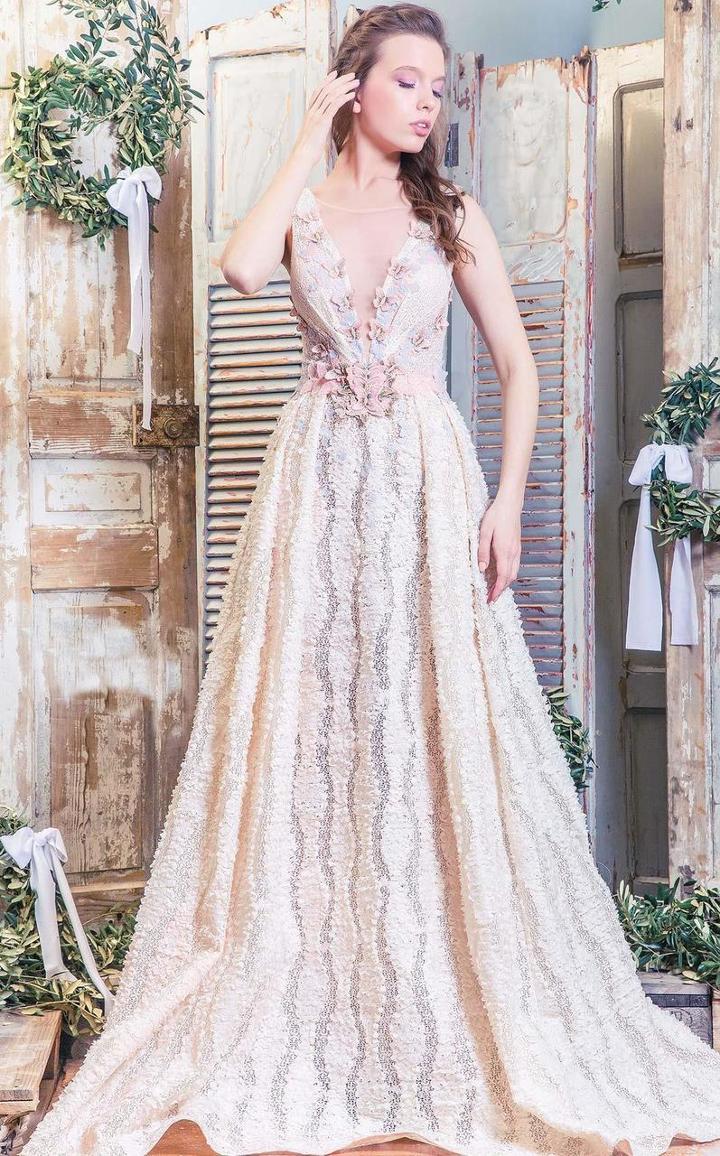 Mnm Couture - Sleeveless Embroidered Evening Gown K3457