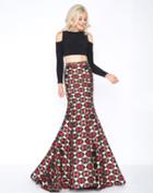 Cassandra Stone - 66523a Two Piece Cold Shoulder Contrast Trumpet Gown
