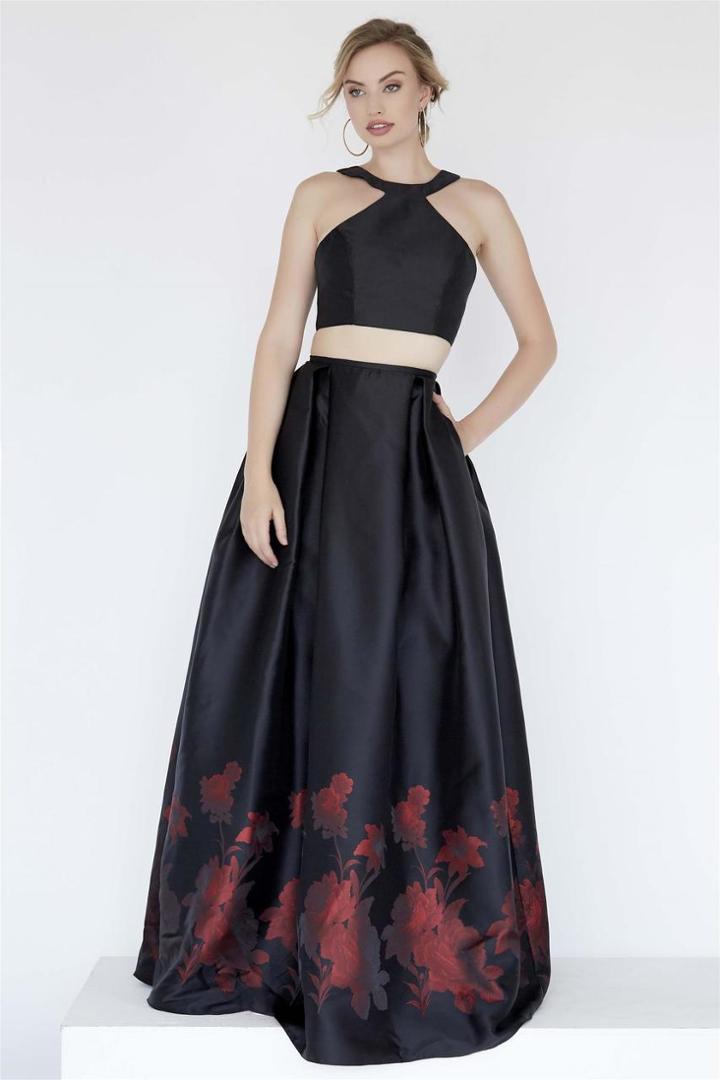 Jolene Collection - 18069 Two Piece Floral Print Taffeta A-line Dress