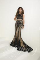 Tiffany Designs - 16288 Crystal Accented Jewel Neck Sheath Dress