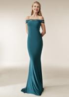 Jasz Couture - 6250 Fitted Off Shoulder Evening Dress