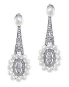 Cz By Kenneth Jay Lane - Fresh Water Pearl Drop Pierced Earring