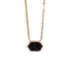 Rachael Ryen - Hexagon Pave Necklace - Black Druzy