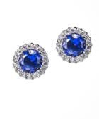 Cz By Kenneth Jay Lane - Classic Sapphire Pavã© Round Pierced Stud Earring 8108028360