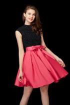 Angela And Alison - 72016 Two Piece High A Line Dress With Waist Bow