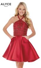 Alyce Paris - 1360 Embellished Halter Mikado A-line Dress