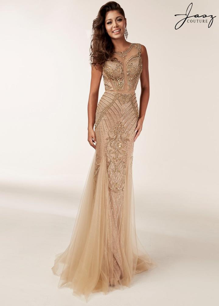 Jasz Couture - 6203 Illusion Paneled Ornate Mermaid Gown