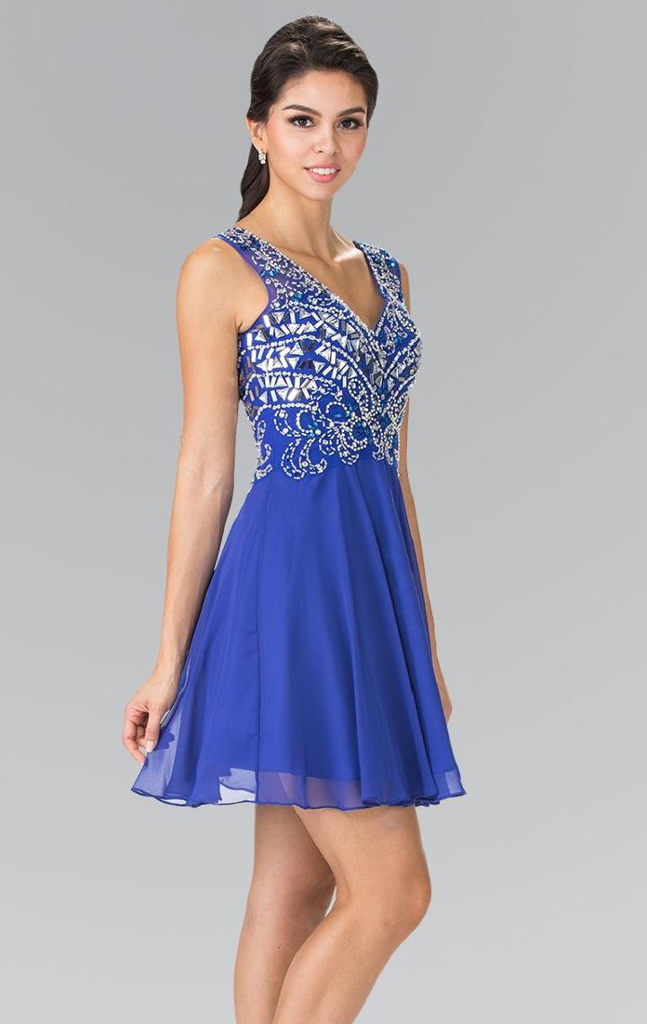 Elizabeth K - Sleeveless V Neck Cocktail Dress Gs1467