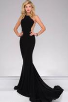 Jovani - 41056a Alluring Sheer Side Jersey Fitted Gown