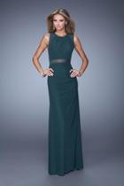 La Femme - 21147 Asymmetrical Draped Illusion Gown