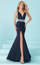 Tiffany Homecoming - Dazzling V-neck Long Evening Gown With Side Slit 16215