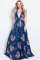 Jovani - 58646 Multicolored Floral Sequins Halter Prom Gown