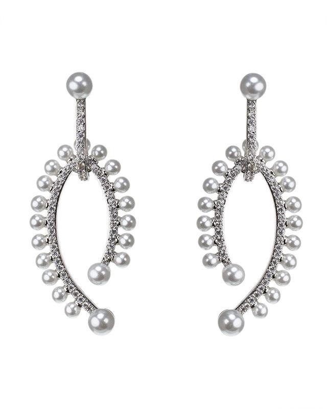 Cz By Kenneth Jay Lane - Geometric Pearl Drop Earrings