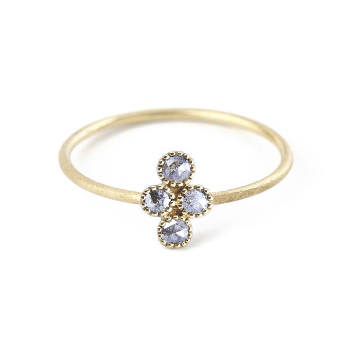 Nina Nguyen Jewelry - Rose Cut Quadruple Diamond Gold Ring