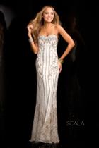 Scala - 48685 Encrusted Long Prom Dress