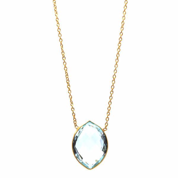 Tresor Collection - 18k Yellow Gold Necklace With Sky Blue Topaz In Marquise