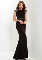 Studio 17 - 12695 Embellished Cap Sleeve Satin Sheath Dress