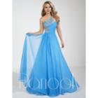 Panoply - Glittering Rhinestones And Beads Embellished One Shoulder Silky Chiffon Long Gown 14622