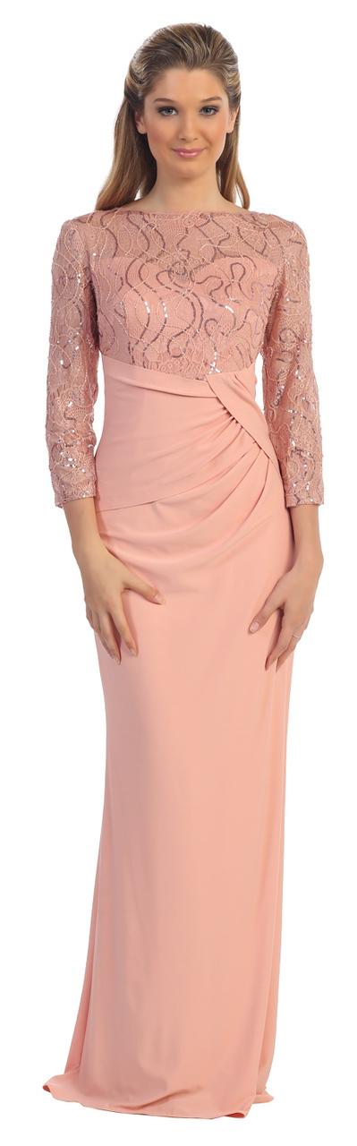 Dancing Queen - 9046 Quarter-length Sleeve Lace Fitted Gown