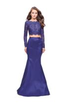 La Femme - 25324 Two-piece Long Sleeve Lace Bodice Mikado Gown