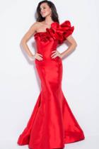 Jovani - One Shoulder Ruffled Fitted Mermaid Gown 58960
