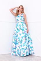 Nox Anabel - Floral Print Sleeveless Long Dress With Cut Out Open Back 8290