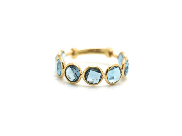 Tresor Collection - London Blue Topaz Stackable Ring Band In 18k Yellow Gold