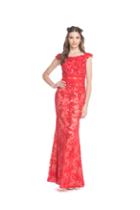 Aspeed - L1649 Floral Lace Bateau Fitted Prom Dress