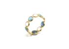 Tresor Collection - Aquamarine & Rainbow Moonstone Round Stackable Ring Band In 18k Yellow Gold