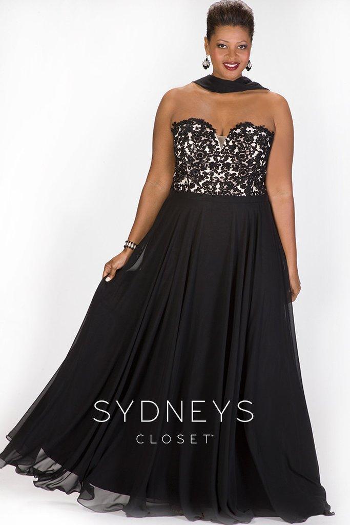 Sydney's Closet - Romantic Ornate Lace Strapless Sweetheart A-line Gown Sc7209