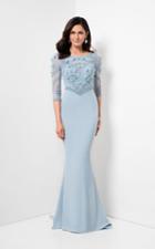 Terani Couture - 3/4 Sleeve Bateau Neck Beaded Mermaid Dress 1713m3461