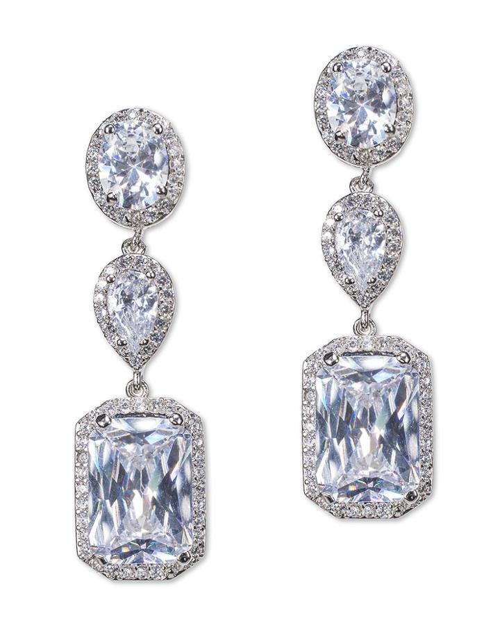 Cz By Kenneth Jay Lane - Linear Drop Pierced Earring