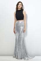 Angela And Alison - 81026 Two-piece Fold Over High Neck Glitter Gown
