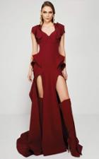 Mnm Couture - 2400 V-neck Ruffled Sheath Dress
