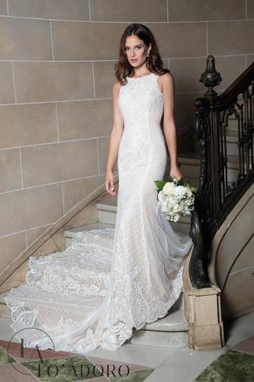 Rachel Allan Bridal - Lace Embroidered Bateau Sheath Gown M602