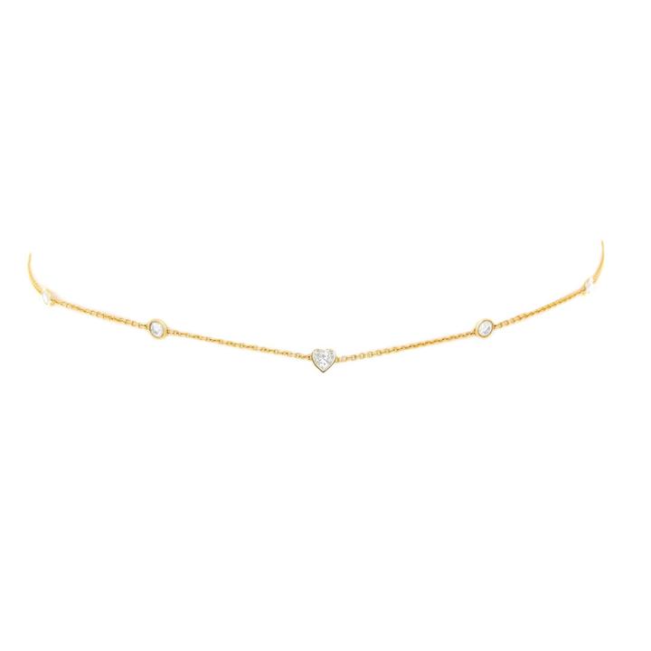 Logan Hollowell - New! 5 Diamond Orbit Bezel Choker With Heart Shaped Center