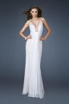 La Femme - 18693 Beaded Ruched Criss Cross Gown