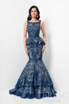 Terani Evening - Ornate Tiered Mermaid Gown With Peplum Detail 1711gl3536
