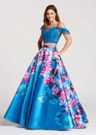 Ellie Wilde - Ew118003 Two Piece Lace Up Floral Print A-line Dress